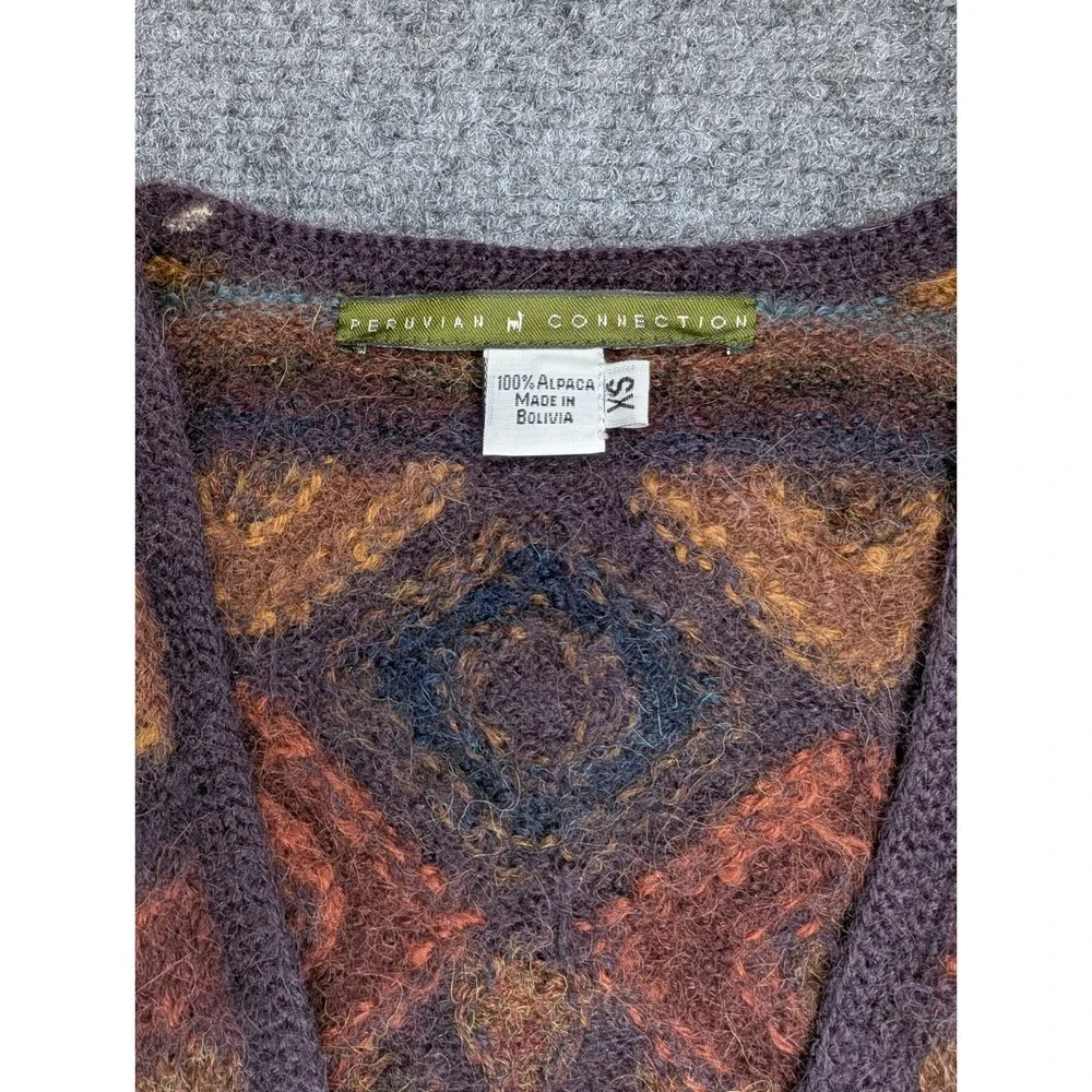 Peruvian Connection Maxi Waistcoat Women Size XS Alpaca Wool Sleeveless Cardigan